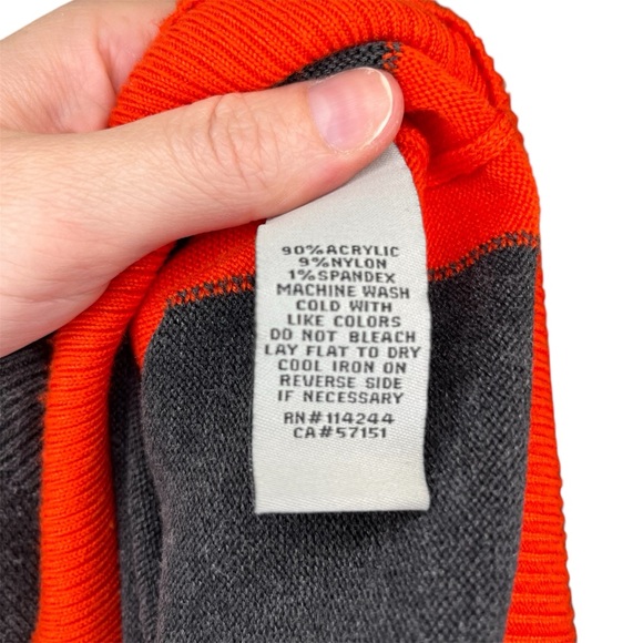 Eliza J Colorblock Orange Grey Tan Shift Midi Long Sleeve Sweater Dress Preppy - Picture 8 of 10